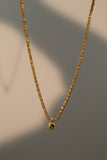 18K Real Gold Plated Green Gem Shimmer Necklace