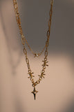 18K Real Gold Plated Diamond Star Layer Necklace