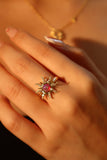 14K Gold Plated Purple Opal Sun Ring