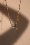 18K Real Gold Plated Moonstone Moon Star Chain Necklace