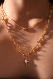 18K Real Gold Plated Multi Knot Star Layer Necklaces Set