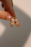 14K Real Gold Plated Pink Gem Hoop Earrings