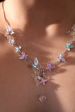 Multi Color Gem Butterfly Necklace