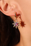 14K Real Gold Plated Purple Opal Sun Earrings