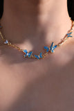 18K Real Gold Plated Blue Butterfly Fluttering Necklace