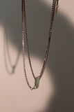 Platinum Plated Jade Diamond Chain Necklace