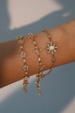 18K Real Gold Plated Multi Diamond Flower Bracelet