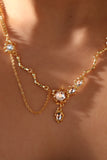 18K Real Gold Plated Diamond Dangle Necklace