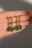 Platinum Plated Jade Hoop Dangle Earrings