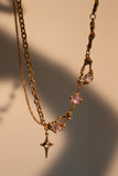 18K Real Gold Plated Purple Glitter Gem Star Necklace