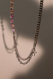 Platinum Plated Purple Beads Star Necklace