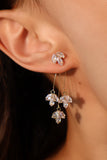 18K Real Gold Plated Diamond Maple Leaves Dangle Earrings