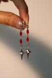 Red Gem Star Dangle Earrings