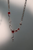 Platinum Plated Red Gem Star Necklace