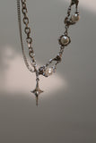 Platinum Plated Pearl Star Necklace