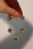 18K Real Gold Plated Multi Deep Blue Moonstones Bracelet