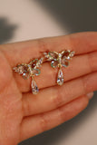 14K Real Gold Plated Blue Gem Butterfly Diamond Earrings