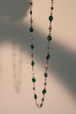 Platinum Plated Multi Green Gems Necklace