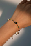 14K Real Gold Plated Green Gems Garden Bracelet