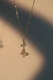 14K Real Gold Plated Shell Pearl Butterfly Necklace