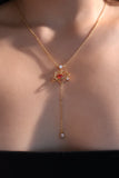 18K Real Gold Plated Pink Gem Heart Necklace