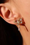 14K Real Gold Plated Blue Gem Butterfly Diamond Earrings