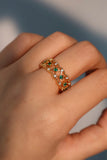 24K Gold Vermeil Emerald Crown Ring