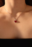 Platinum Plated Red Gem Heart Necklace