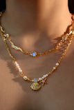 18K Real Gold Plated Sea Shell Pearls Necklace