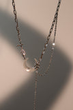 Platinum Plated Moon Star Chain Necklace