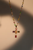 18K Real Gold Plated Multi Color Cross Necklace