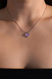 Platinum Plated Purple Opal Heart Necklace