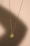 18K Real Gold Plated Spinning Jade Clover Necklace