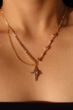 18K Real Gold Plated Blue Cross Purple Gem Star Necklace