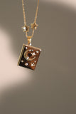 14K Real Gold Plated Moon Star Magic Book Locket Necklace