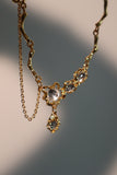 18K Real Gold Plated Diamond Dangle Necklace