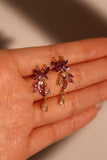 14K Real Gold Plated Purple Gem Butterfly Earrings