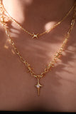 18K Real Gold Plated Multi Knot Star Layer Necklaces Set