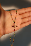 18K Real Gold Plated Multi Color Cross Necklace