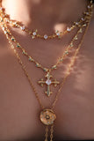 18K Real Gold Plated Multi Diamond Cross Necklace