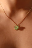 18K Real Gold Plated Spinning Jade Clover Necklace