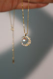 18K Gold Vermeil Moonstone Moon Necklace