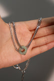 Platinum Plated Jade Diamond Chain Necklace