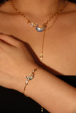 18K Real Gold Plated Moonstone Moon Star Chain Necklace