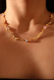 18K Real Gold Plated Multi Moonstones Wave Necklace