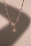 18K Rose Gold Plated Diamond Cross Necklace