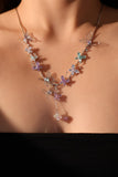 Multi Color Gem Butterfly Necklace