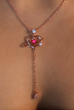 18K Rose Gold Plated Pink Gem Heart Necklace