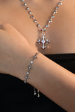 Platinum Plated Multi Diamond Cross Necklace