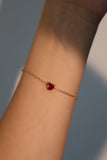 24K Gold Vermeil Red Gem Heart Bracelet